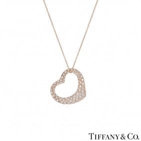Tiffany & Co. Rose Gold Diamond Elsa Peretti Heart Necklace Tiffany & Co. Rose Gold Diamond Elsa Peretti Heart Necklace